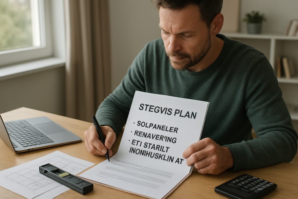 Stegvis plan för solpaneler, renovering och ett stabilt inomhusklimat